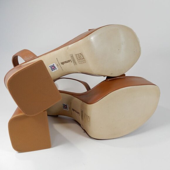 Larroude Dolly Block Heel Platform SANDALS Size 10 Brown Leather NEW $315 - Picture 14 of 16